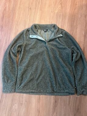 Eddie Bauer Olive Green Quarterzip Sweater with Pockets